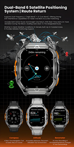 สมาร์ทวอทช์ผู้ชาย หน้าจอ AMOLED HD ขนาด 1.96 นิ้ว กันน้ำ 5ATM ระบบ GPS สองย่านความถี่ เครื่องวัดความสูง นาฬิกาออกกำลังกายกลางแจ้ง - Product Image 3