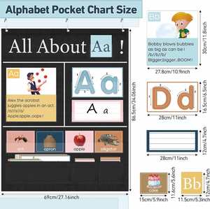Tabla de Letras de Tela Educativa para Niños, Profesores y Preescolar, 27x34 Pulgadas, Negro/Azul/Colores Personalizados - Product Image 4
