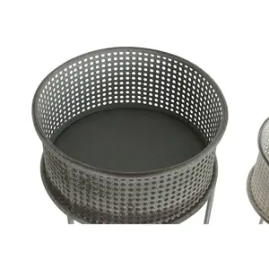 LOT de 2 POTS DE FLEURS EN MÉTAL 33X33X70 BLANC VIEILLI - Product Image 3