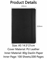 Carnets de notes personnalisés avec logo, vente en gros, carnet de notes A5, cadeaux pour l'école et le bureau, carnet en cuir PU relié rigide