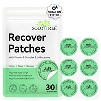 Parches SOLOTREE Recover con Complejo de Vitamina B, L-Glutamina, Energía, Concentración, Claridad y Recuperación, 30 Parches, Parche de Bienestar, Etiqueta Personalizada