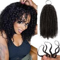 Extensions de cheveux 100% naturels indiens Afro Kinky, tressage au crochet, double trame, vierges Remy, pour extensions de cheveux à pointe plume en dentelle