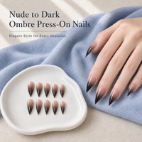 L8 Kaixin Factory Faux ongles à presser effet ombré nude à gris foncé Dragon Claw, Fournitures pour ongles effet ombré gris Dragon Claw