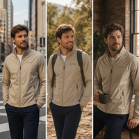 Veste coupe-vent légère personnalisée pour homme, col montant, respirante, fermeture éclair intégrale, poches zippées, pour voyage, trajets quotidiens, décontractée, extérieur