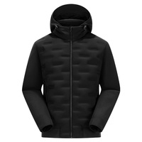 Veste matelassée en duvet pour homme, personnalisable OEM, manteau chaud et tendance avec capuche, fermeture éclair et boutons-pression sur le devant, imperméable, grande taille