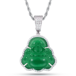 Gaya Hip-hop, warna es, merah muda, hijau, merah, batu akik, liontin Buddha giok - Product Image 1