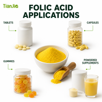 Tianjia Vitamina B9 Ácido Fólico en Polvo, Ingrediente Nutricional para Suplementos Alimenticios, Fortificación de Bebidas y Aplicaciones para la Salud