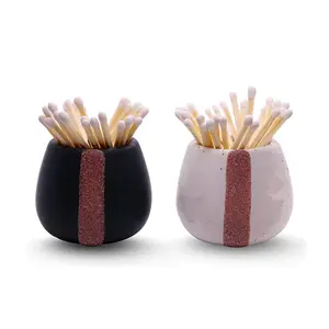 Decorative Match Holder w/Striker - Ceramic Holder for Matches | Set of Two Included, Place Near Candles | Includes Striker