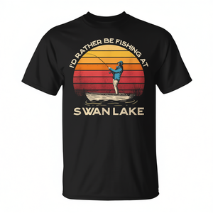 Preferiría estar pescando en Swan Lake, camiseta unisex para adultos, talla M, color negro - Product Image 2