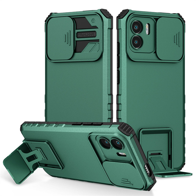 Slide Camera Protection Armor Phone Case for Xiaomi Mi 11 Lite / 11T Poco X3 X4 M4 Pro / Redmi 14C 10C Holder Stand Back Cover