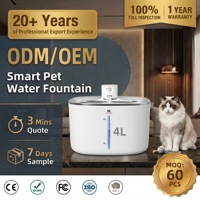 Fontaine à eau intelligente pour animaux de compagnie en ABS et acier inoxydable 304, 4L, pour chats et chiens, USB, ultra silencieuse 30dB, avec capteur, CE FCC RoHS OEM ODM, vente en gros