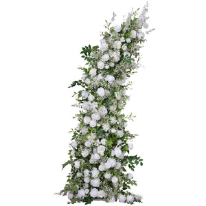 Arche de fleurs artificielles moderne en forme de corne de rose, blanche et verte, pour mariage, Saint-Valentin, toile de fond, arche décorative hautement réaliste pour événements - Product Image 5