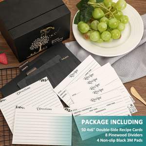 Miglior regalo <span class=keywords><strong>per</strong></span> la festa della casa da sposa-50 piccoli Set di scatole di carte <span class=keywords><strong>per</strong></span> ricette vuote nere 8 divisori in legno Organizer <span class=keywords><strong>per</strong></span> carte da cucina - Product Image 6