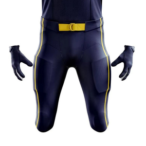 Ensemble de maillots de football américain personnalisés pour hommes, sublimés, col en V, manches courtes, bleu foncé, jaune, numéro de joueur 50 - Product Image 4