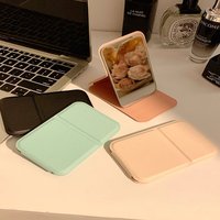 Nouveau PU Pliant Grossissement Cosmétique Miroir Table Top Vertical Portable Poche Carré Petit Personnalisé En Gros