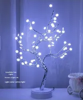 LED Neues Nachtlicht, Künstlicher Rosenbaum mit Licht, Schlafzimmer Nachttischlampe für Weihnachtsdekoration mit USB-Aufladung