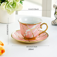 Tasse à café en céramique de luxe en gros avec anse et soucoupe, élégant ensemble de tasses à thé en porcelaine pour le thé de l'après-midi, tasses et soucoupes en vrac