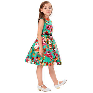 KK000250 Vestido de Verano para Niñas de 10 Años, Diseño Floral Retro Vintage sin Mangas, Algodón, OEM - Product Image 2