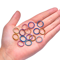 Cincin Hidung Titanium G23 Septum Hoop Clicker 14G 16G 18G 20G Anting Anodized untuk Tindik Telinga, Tulang Rawan, Helix, Daith