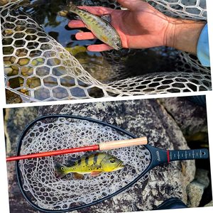 Sợi Carbon hạ cánh <span class=keywords><strong>Net</strong></span> Fly nổi Lưới đánh cá với cao su mềm cá hồi <span class=keywords><strong>Net</strong></span> Fly Fishing - Product Image 4