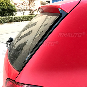 2 pièces Ailerons latéraux de lunette arrière brillants Canards Splitter pour VW Polo MK6 2018 2019+ Accessoires de style automobile Noir brillant - Product Image 3