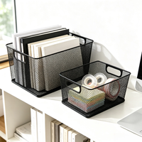 Panier à fruits rectangulaire élégant et peu encombrant en treillis métallique, bac de rangement multifonctionnel pour garde-manger, salle de bain et bureau
