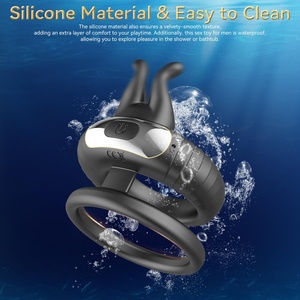 LetRock New Male Wear Stimulation Lock Sperm <b>Vibrating</b> Ring APP <b>Remote</b> <b>Control</b> Double Ring Telescopic Prostate Real Touch - Product Image 5