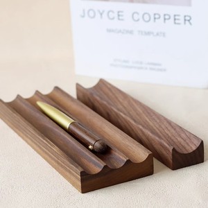 Porte-stylos en bois personnalisé à trois fentes, organiseur de bureau pour pinceaux de calligraphie, en bois massif artisanal - Product Image 1