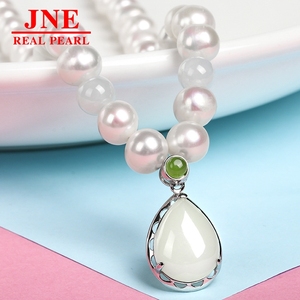 Natural Pearl Necklace Round Beads 925 Silver Water Drop Pearl Necklace Mother's Gift for <strong>Elders</strong> Mother's Day - Product Image 3