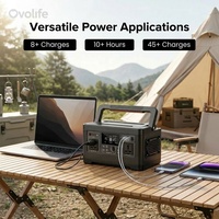 Station d'alimentation portable OVO-A5 500W 520Wh 140400mAh à onde sinusoïdale pure avec 2 prises CA, batterie au lithium pour la maison, les situations d'urgence et le camping