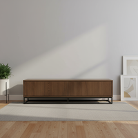 Commode moderne de luxe à 2 tiroirs en bois massif, console multimédia minimaliste artisanale pour salon
