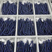Perles de culture d'eau douce bleues naturelles 8-9mm ovales, haute brillance, en vrac, pour bijoux DIY, qualité A Chine, forme riz