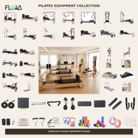 FLOWA Maple High Pilates Reformer 87kg con sistema de torre de altura ajustable, respaldo de silla plegable y 6 muelles para estudio