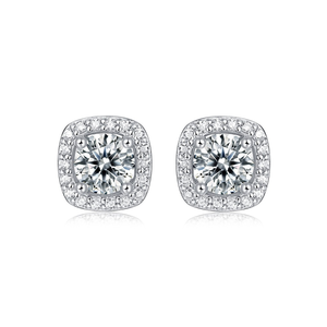 Classic Elegant Gra Series 5mm <b>Stud</b> <b>Earrings</b> <b>for</b> <b>Women</b> Platinum <b>Silver</b> Plated Silicon Stone Targeted <b>for</b> Moissanite Jewelry - Product Image 1