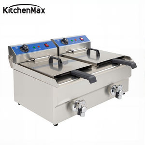 Freidora Eléctrica Compacta de Doble Tanque KitchenMax, 13L Cada Uno, Freidora de Acero Inoxidable para Papas Fritas, Pollo y Bares de Snacks - Product Image 2