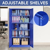 Armoire de rangement en métal à 2 portes verrouillable en acier bleu 4 étagères réglables Home School Living Room Garage Tool Utility Organization