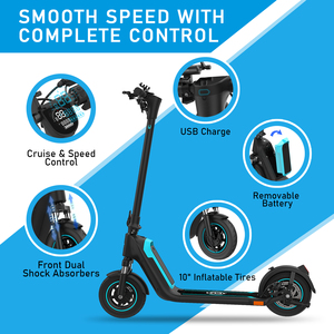 En Stock en la UE y EE. UU., Envío Gratis, Vevay Q11, Batería Extraíble de 36 V y 10.4 Ah, 250 W, 25 km/h, Scooter de 10 Pulgadas con Doble Suspensión, Scooter Q11 - Product Image 3