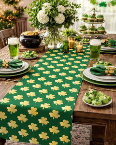 Green gold-plated St Patrick's Day gift wrapping <b>paper</b> with golden horseshoe shamrocks Double-sided printing customizable - Product Image 4