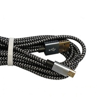 Kabel Data Sinkronisasi Pengisian Daya Ponsel 1m Nylon Braided 2.4A USB 2.0 Micro V8 Kompatibel dengan Android, Komputer, dan Earphone