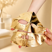 Masque facial auto-chauffant en tissu non tissé OEM Y462 en feuille d'or en 2 parties, riche en hydrogène, anti-âge, pour SPA