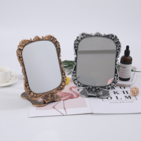 Miroir de Maquillage de Bureau Pliable en Plastique, Type Rose Ancien, Carré, Princesse, Simple Face, Vente en Gros Usine