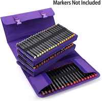 OEM ODM Tempat Pensil Lipat 168 Slot, Organizer Spidol, Tas Pensil Poliester dengan Ritsleting, Tas Pembawa Spidol Seni untuk Sketsa dan Perjalanan