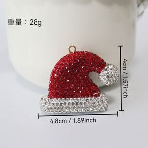 Porte-clés de Noël vintage pour femme, chapeau de Père Noël, pendentif scintillant en strass, breloque de sac en alliage, accessoire cadeau festif - Product Image 4