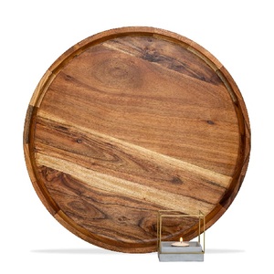 Hot Selling Hand Crafted Round Tray Large Round Acacia Wood Serving Tray Wooden Tray for Dry Fruits Cake Vegetables for Sale - Product Image 3