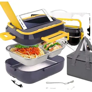 Utensili da cucina set di pentole da 1,5 litri riscaldatore scatole da pranzo elettriche portatili contenitore in acciaio inossidabile con borsa isolante per camion auto