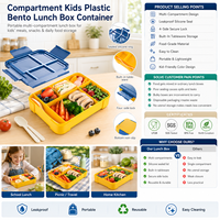 Boîte à lunch bento en plastique réutilisable et empilable pour enfants avec logo personnalisé, compartiments, OEM, ODM et emballage à marque privée