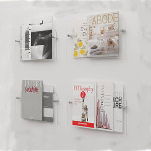 4Pcs Porte-revues mural Porte-brochures en acrylique transparent Porte-revues suspendu Porte-revues Littérature Stockage de livres - Product Image 1