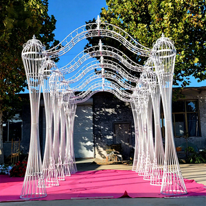 Arche de mariage extérieure de style jardin français, en métal blanc, amovible, taille personnalisable, scène d'événements, passerelle, support de toile de fond - Product Image 1