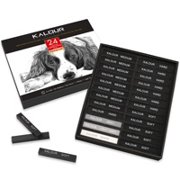 KALOUR – Lot de 24 crayons de fusain noirs, gris et blancs, moyennement doux et durs, pour le dessin et la peinture
