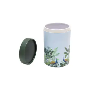 Caixa de papel para embalagem de alimentos, tubo ecológico com cilindro redondo para chá e grãos de café, caixa de metal com impressão personalizada
